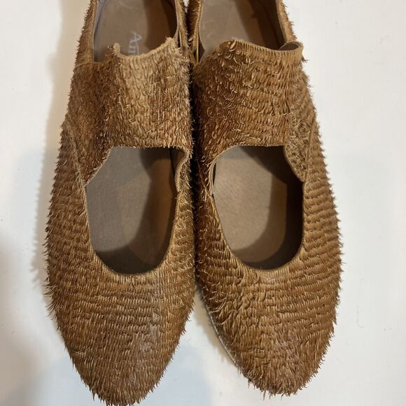 Antelope Brown Tan Leather Mary Jane Comfort Shoe Fringe Accent Statement 39 - Picture 7 of 9